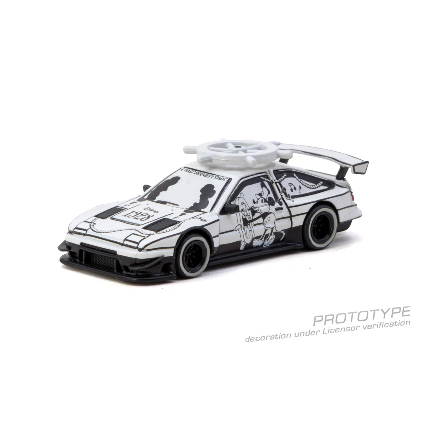 Tarmac Works - Pre-Order - Toyota Sprinter Trueno AE86 Widebody by Jon Sibal Mickey & Friends Steamboat Willie