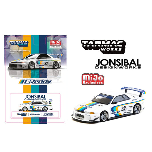 Tarmac Works - Pre-Order - Nissan Skyline GT-R R32 Widebody Jonsibal Designworks Greddy Limited, white - T64G-061-GDY