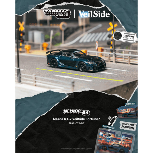 Tarmac Works - Mazda RX-7 VeilSide Fortune7 Dark Blue / Black - T64G-075-DB