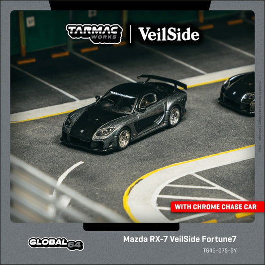Tarmac Works - Pre-Order - Mazda RX-7 VeilSide Fortune7 grey metallic/black - T64G-075-GY