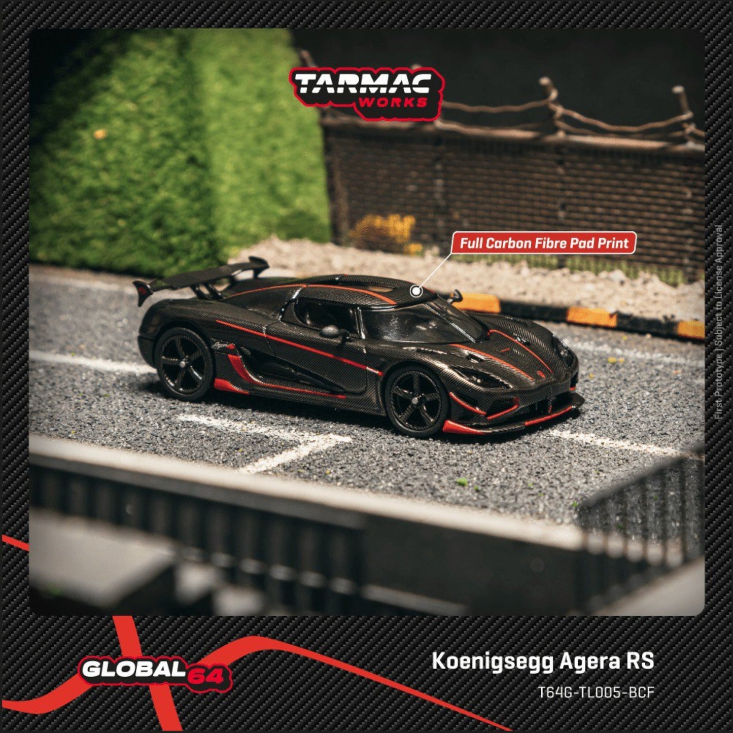 Tarmac Works - Pre-Order - Koenigsegg Agera RS, black carbon fiber/red - T64G-TL005-BCF