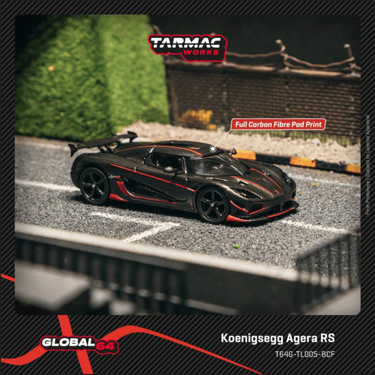 Tarmac Works - Pre-Order - Koenigsegg Agera RS, black carbon fiber/red - T64G-TL005-BCF