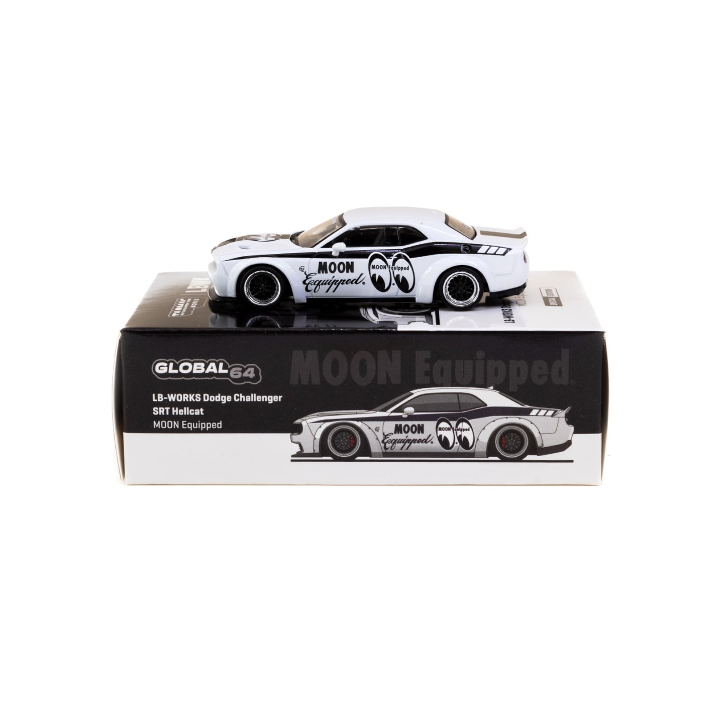 Tarmac Works - *Moon Eyes* Dodge Challenger SRT Hellcat white/black - T64G-TL039-ME