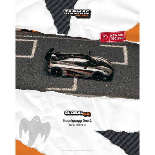 Tarmac Works - Pre-Order - Koenigsegg One:1, silver - T64G-TL054-SL