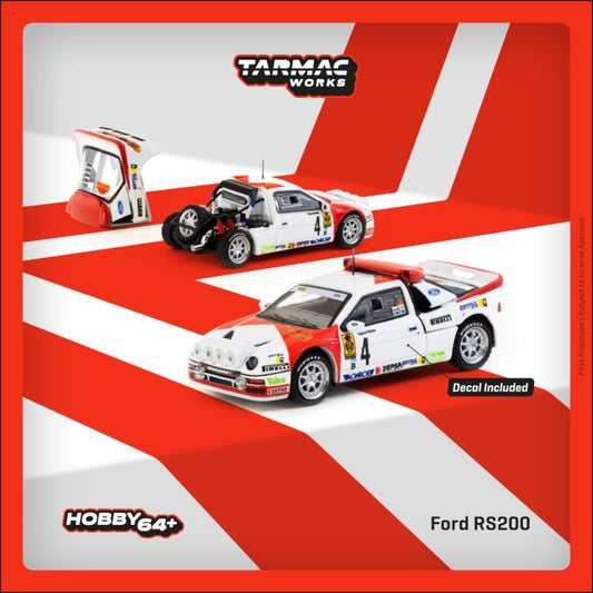 Tarmac Works - Pre-Order - 1986 Ford RS200 #4 - T64P-001-86RC04