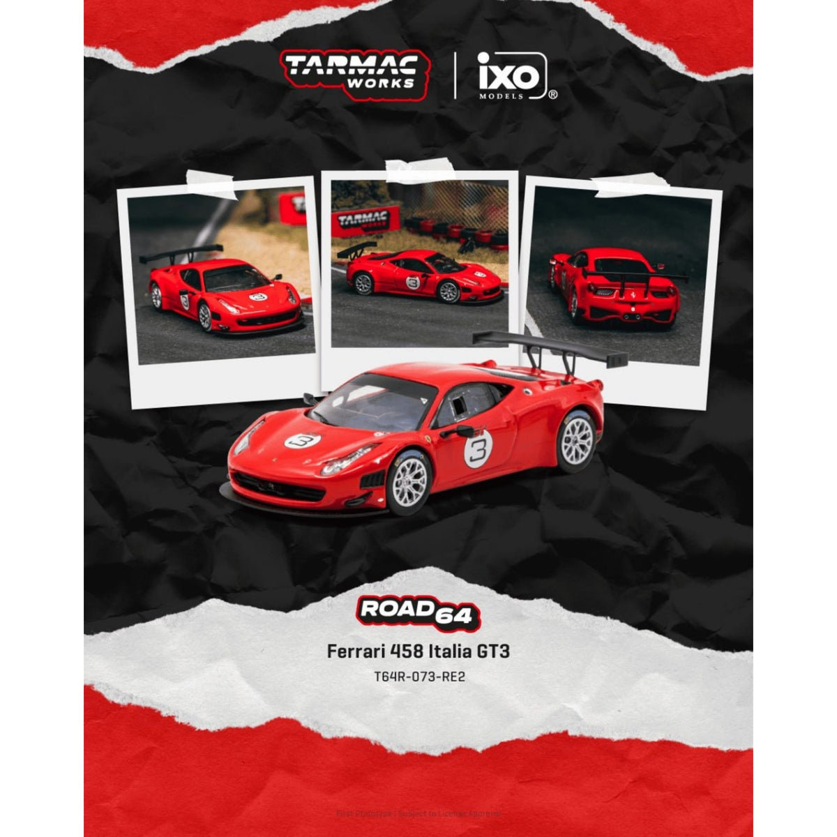 Tarmac Works - Pre-Order - Ferrari 458 Italia GT3 Red - T64R-073-RE2