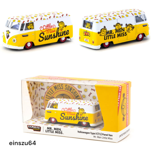 Tarmac Works x Schuco - Volkswagen Type II (T1) Panel Van Mr. Men Little Miss Sunshine - T64S-005-MMLM