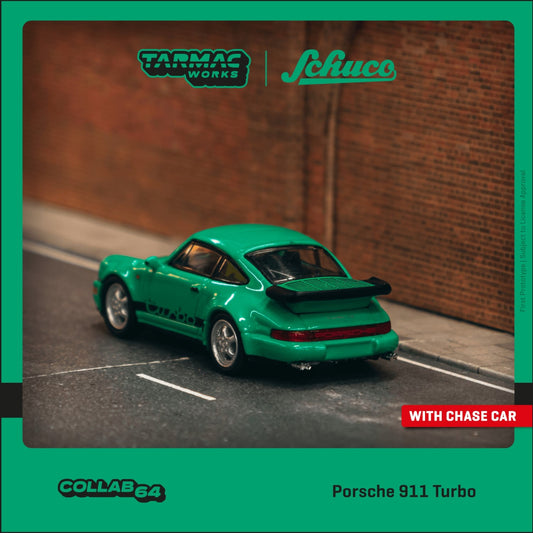 Tarmac Works x Schuco - Porsche 911 Turbo, green - 1:64 - T64S-009-GR