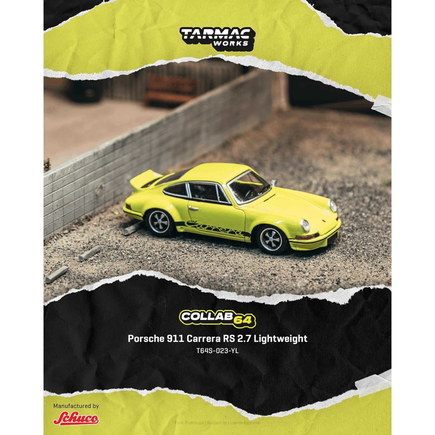 Tarmac Works - Pre-Order - Porsche 911 (911) Carrera RS 2.7, lightweight yellow - T64S-023-YL
