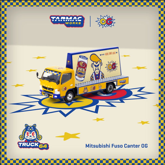 Tarmac Works - Pre-Order - Mitsubishi Fuso Canter OG, yellow/blue - T64T-TL002-OG
