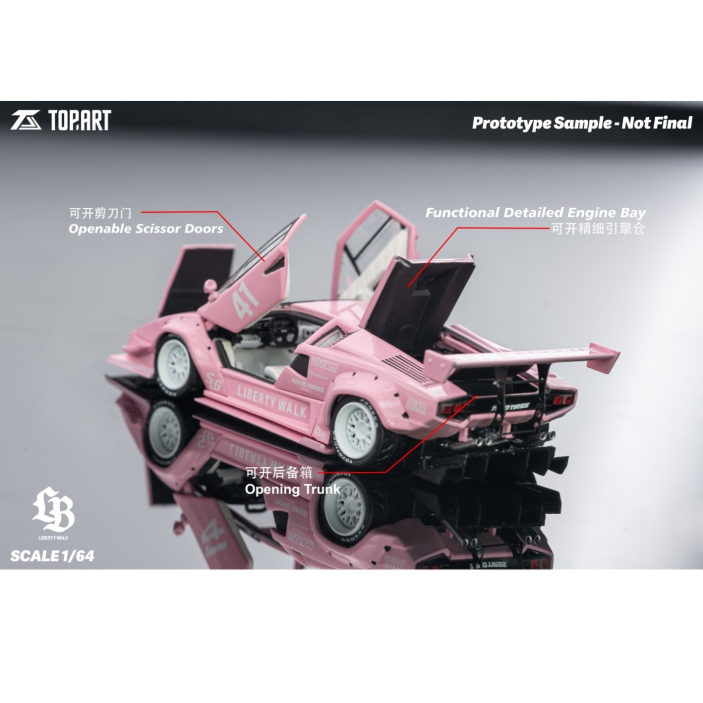 TopArt - Pre-Order - LBWK Countach, Pink - TAO640012