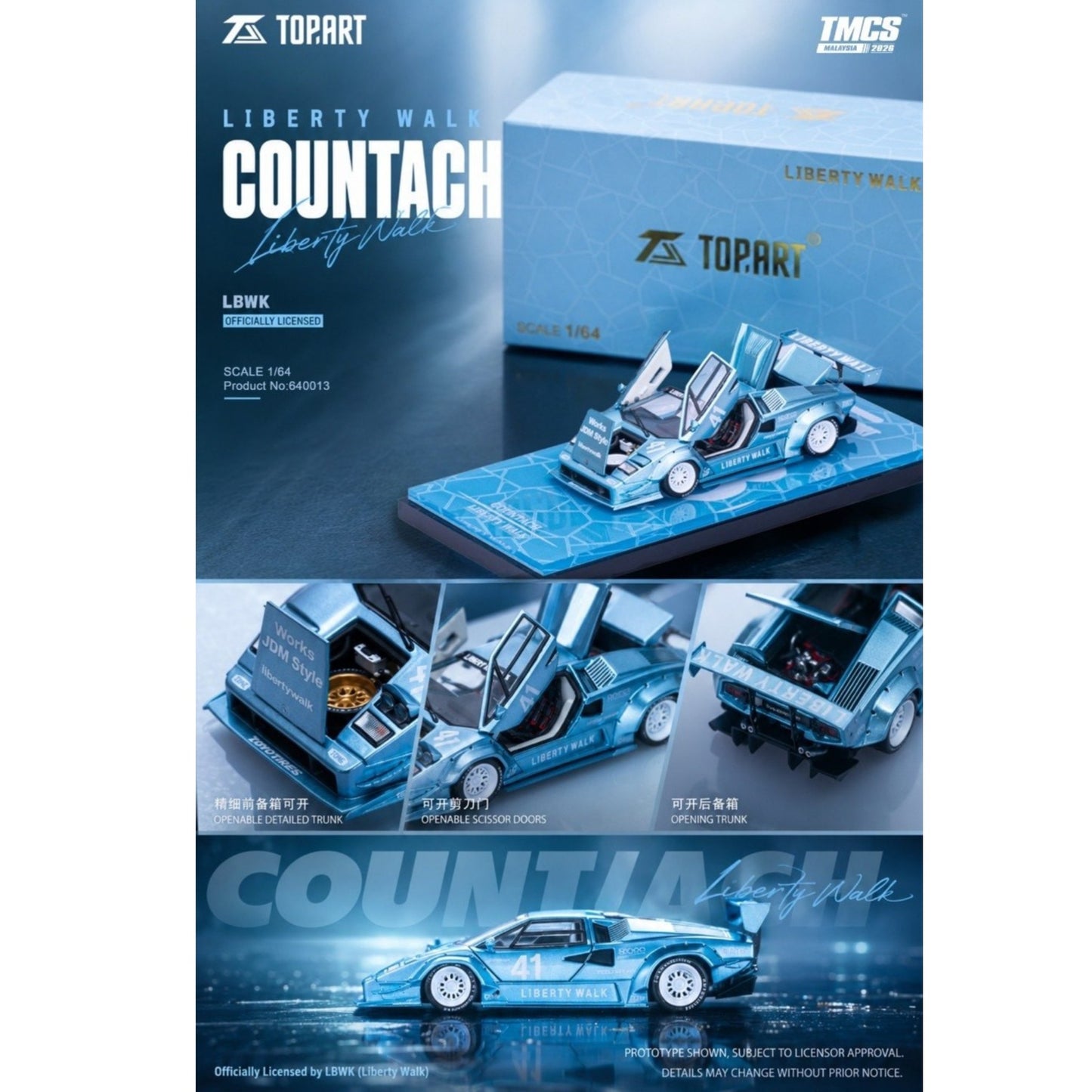 TopArt - Pre-Order - LBWK Countach, Ice Blue - TMCS 2026 Event Model - TAO640013