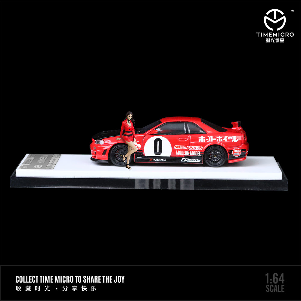 TimeMicro - Pre-Order - Nissan Skyline GTR (R34), Red Paint  mit Figur - TM643431-1