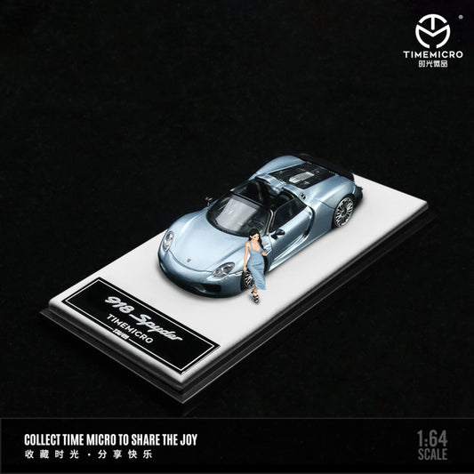 TimeMicro - Pre-Order - Porsche 918 Spyder Blue - Silver mit Figur - TM643524-1