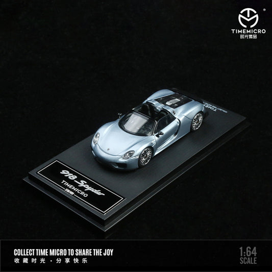 TimeMicro - Pre-Order - Porsche 918 Spyder Blue - Silver - TM643524