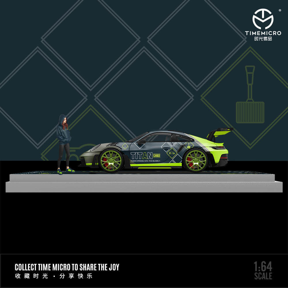 TimeMicro - Pre-Order - Porsche 992 GT3 RS, Titan Cargo mit Figur - TM644639-1