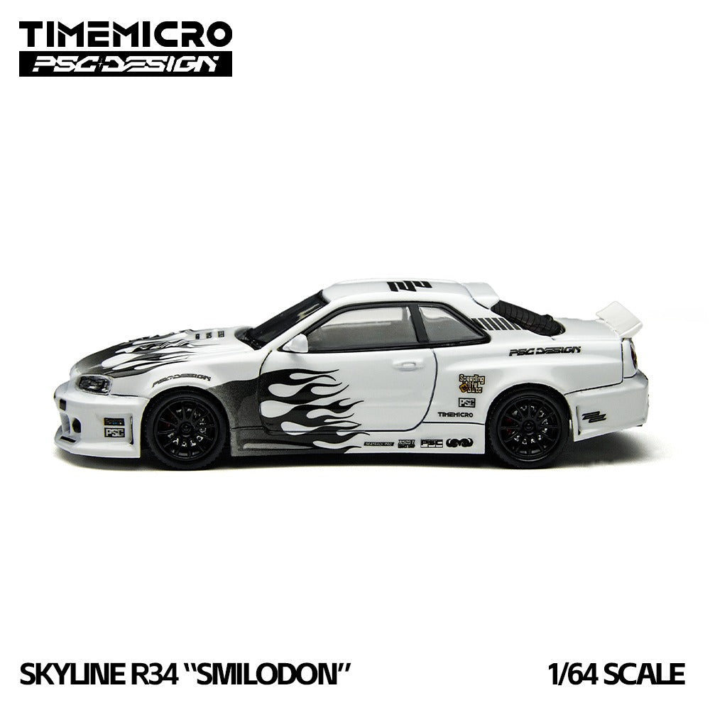 TimeMicro × PSC DESIGN - Pre-Order - Nissan Skyline GT-R (R34) "Smilodon" Black & White - TM648401