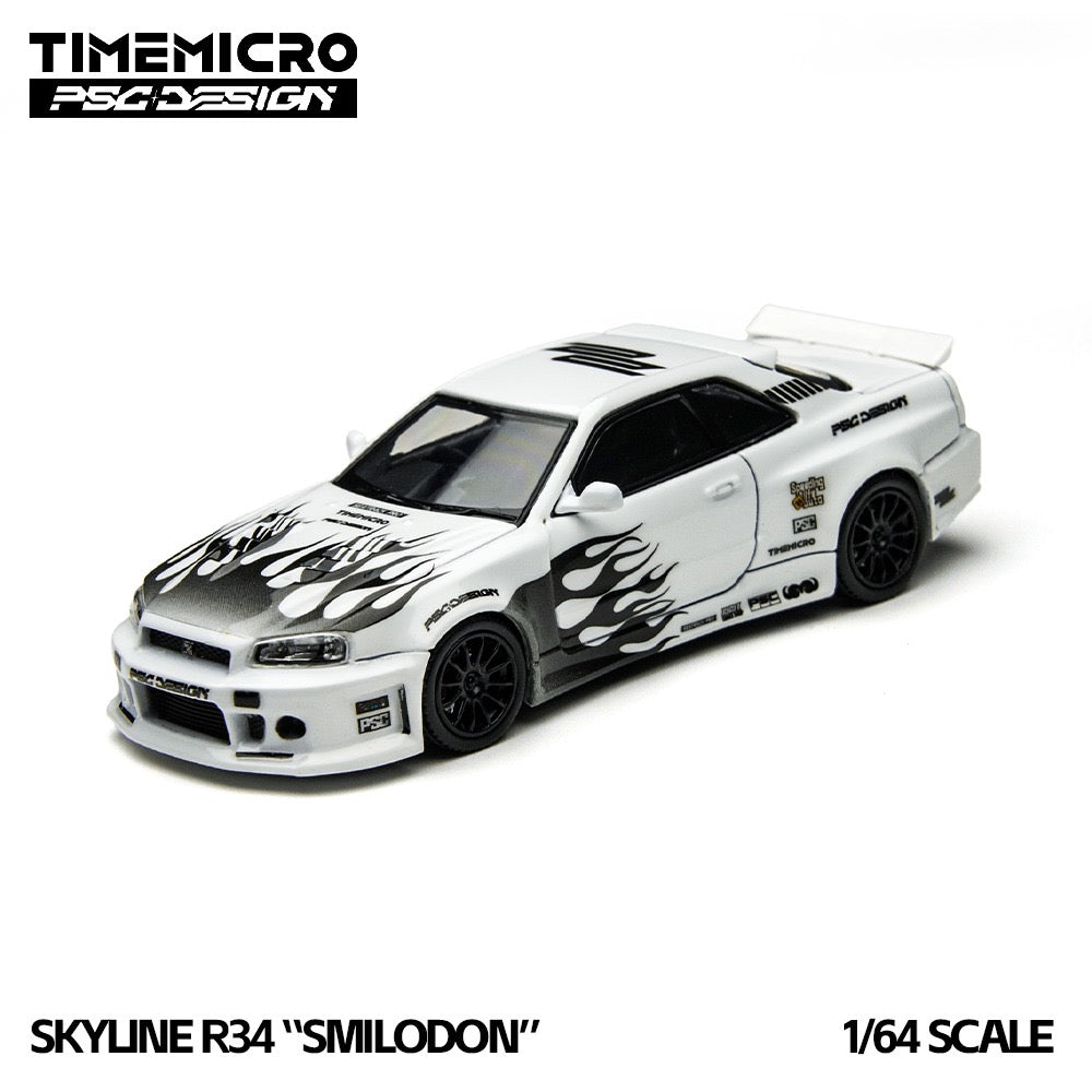 TimeMicro × PSC DESIGN - Pre-Order - Nissan Skyline GT-R (R34) "Smilodon" Black & White - TM648401