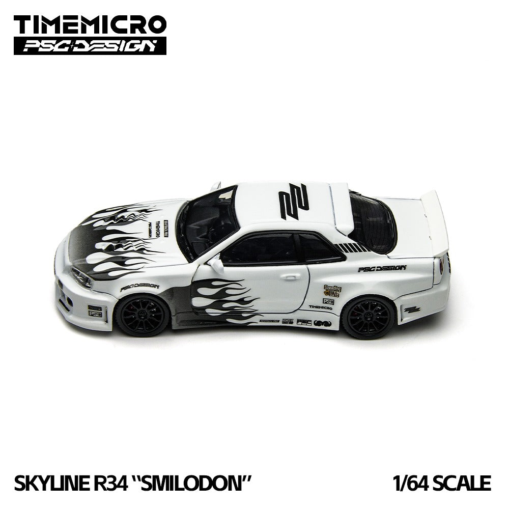 TimeMicro × PSC DESIGN - Pre-Order - Nissan Skyline GT-R (R34) "Smilodon" Black & White - TM648401