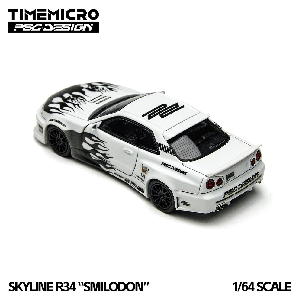 TimeMicro × PSC DESIGN - Pre-Order - Nissan Skyline GT-R (R34) "Smilodon" Black & White - TM648401