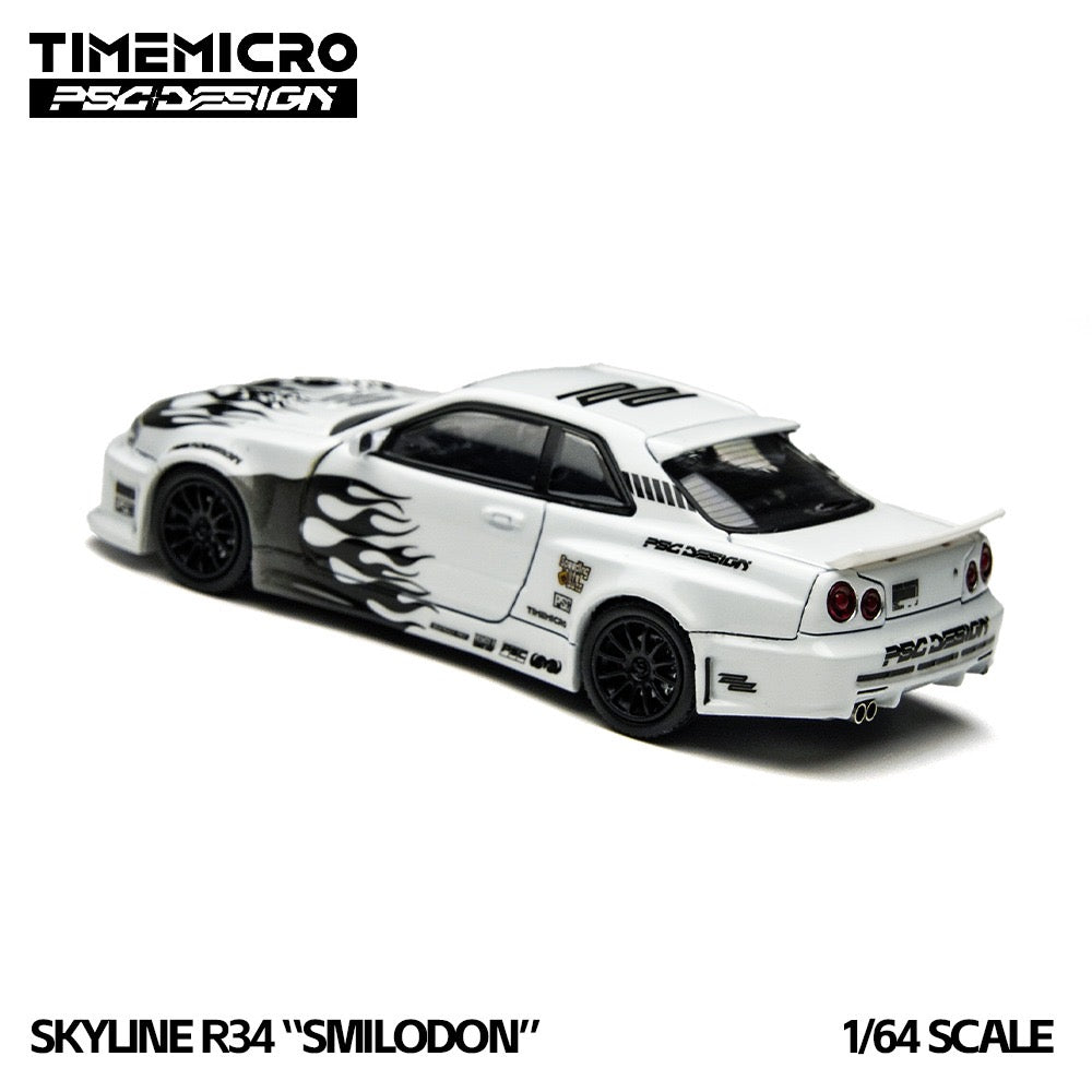 TimeMicro × PSC DESIGN - Pre-Order - Nissan Skyline GT-R (R34) "Smilodon" Black & White - TM648401