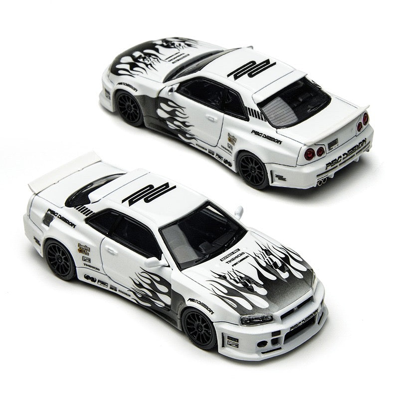TimeMicro × PSC DESIGN - Pre-Order - Nissan Skyline GT-R (R34) "Smilodon" Black & White - TM648401