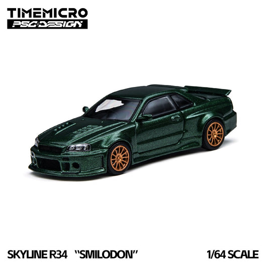 TimeMicro × PSC DESIGN - Pre-Order - Nissan Skyline GT-R (R34) "Smilodon" Dark Green - TM648406