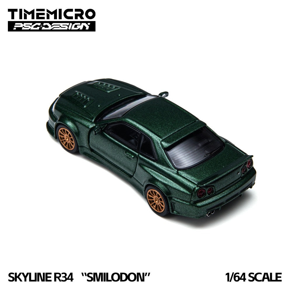 TimeMicro × PSC DESIGN - Pre-Order - Nissan Skyline GT-R (R34) "Smilodon" Dark Green - TM648406