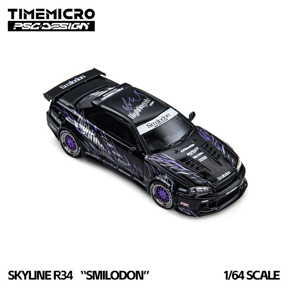 TimeMicro × PSC DESIGN - Pre-Order - Skyline R34 "Smilodon" Black Nightingal - TM648409