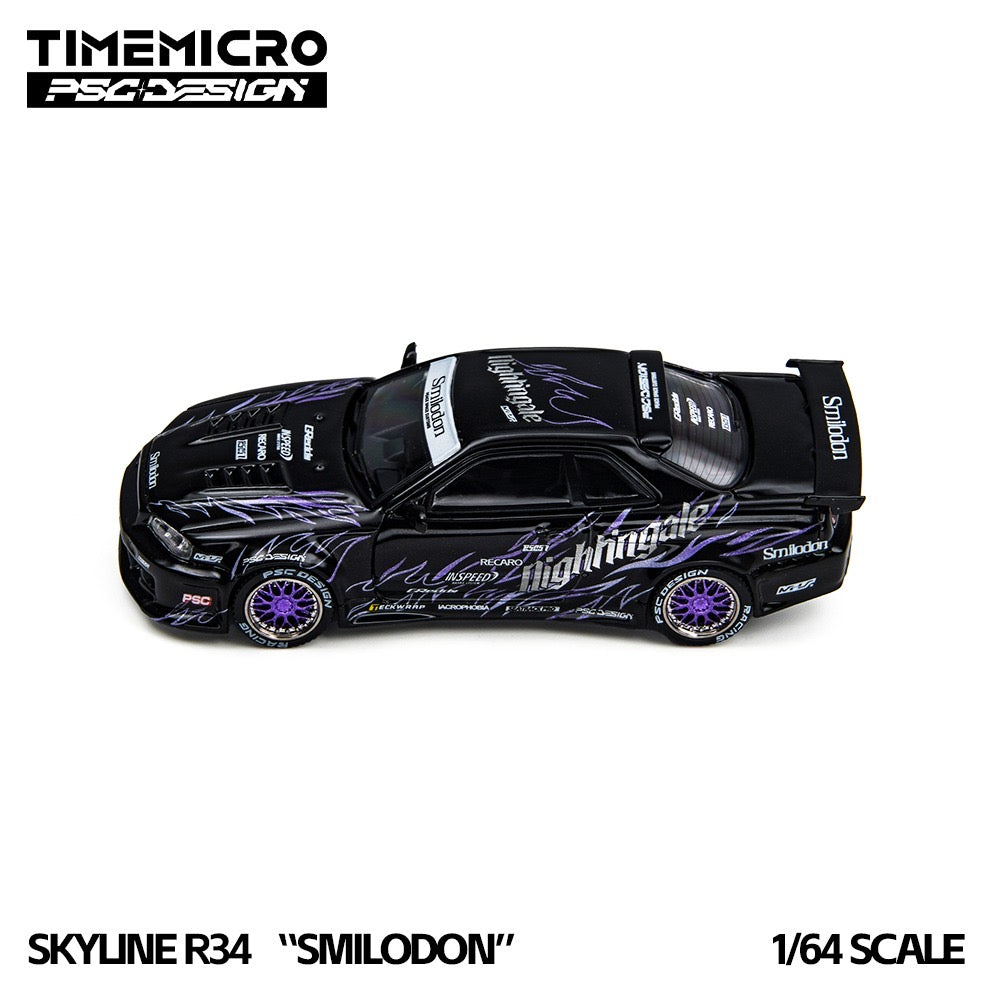 TimeMicro × PSC DESIGN - Pre-Order - Skyline R34 "Smilodon" Black Nightingal - TM648409