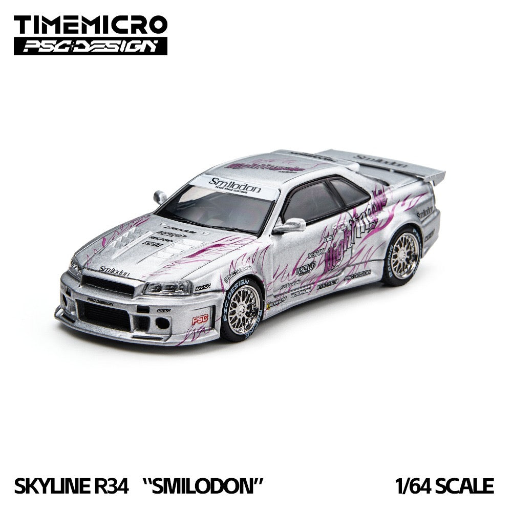 TimeMicro × PSC DESIGN - Pre-Order - Skyline R34 "Smilodon" Silver Nightingale - TM648410
