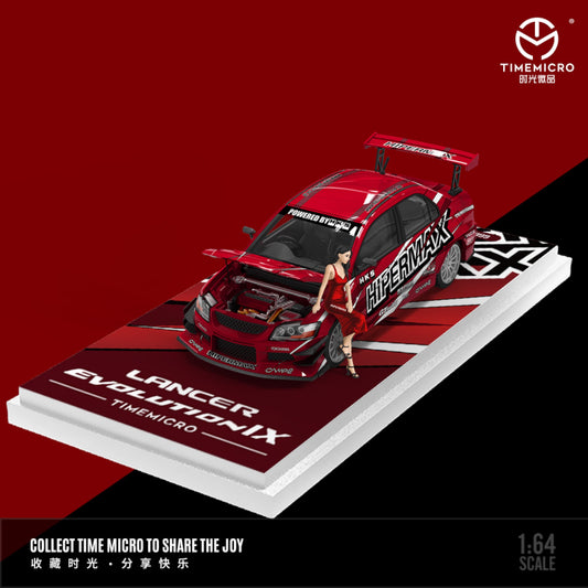 TimeMicro - Pre-Order - Mitsubishi Lancer EVO 9th Gen. Hipermax Metallic red mit Figur - TM800209-1