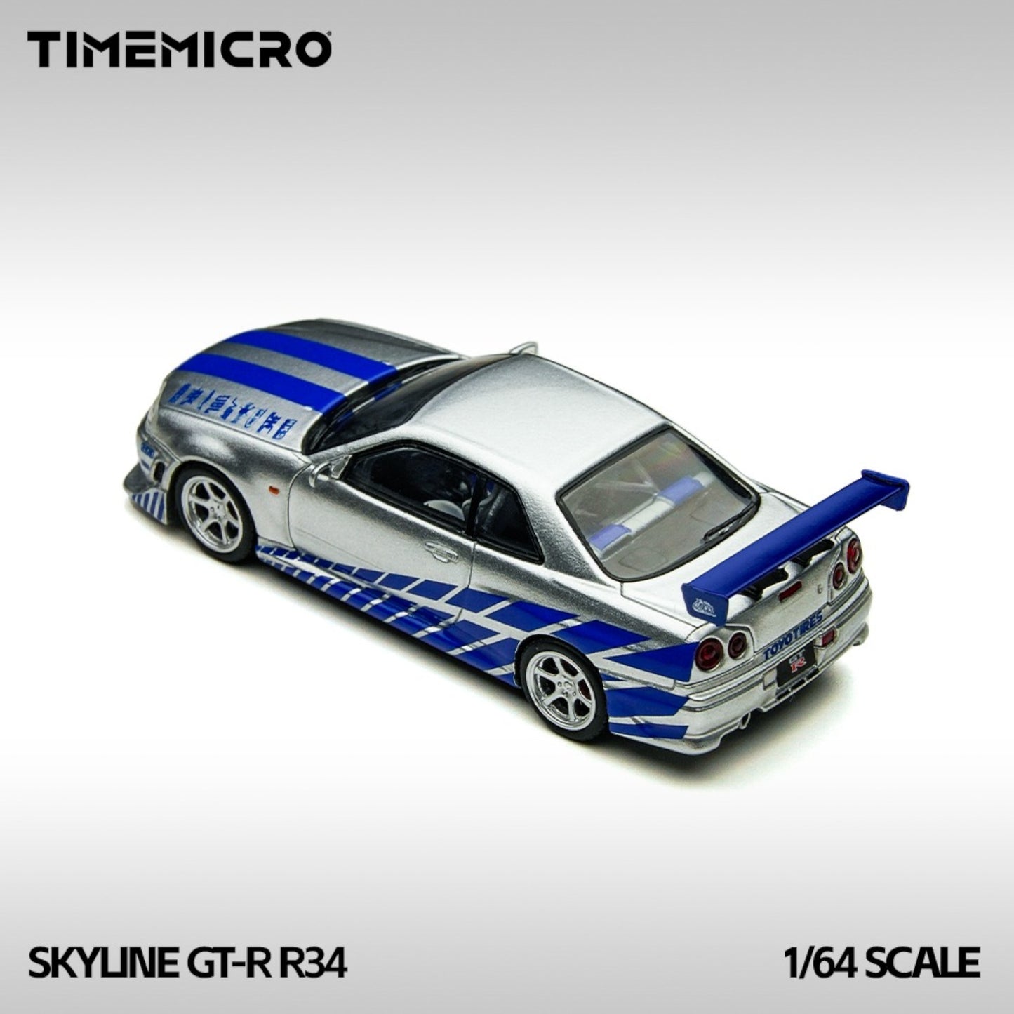 Time Micro - Pre-Order - Nissan Skyline GT-R R34 Silver-blue - TM800502