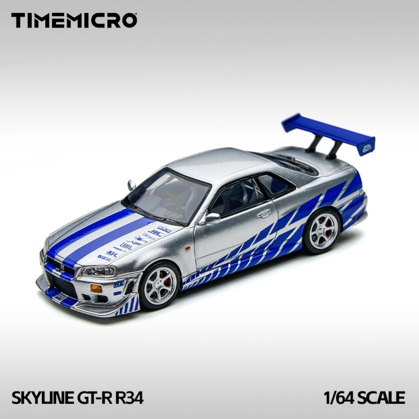 Time Micro - Pre-Order - Nissan Skyline GT-R R34 Silver-blue - TM800502