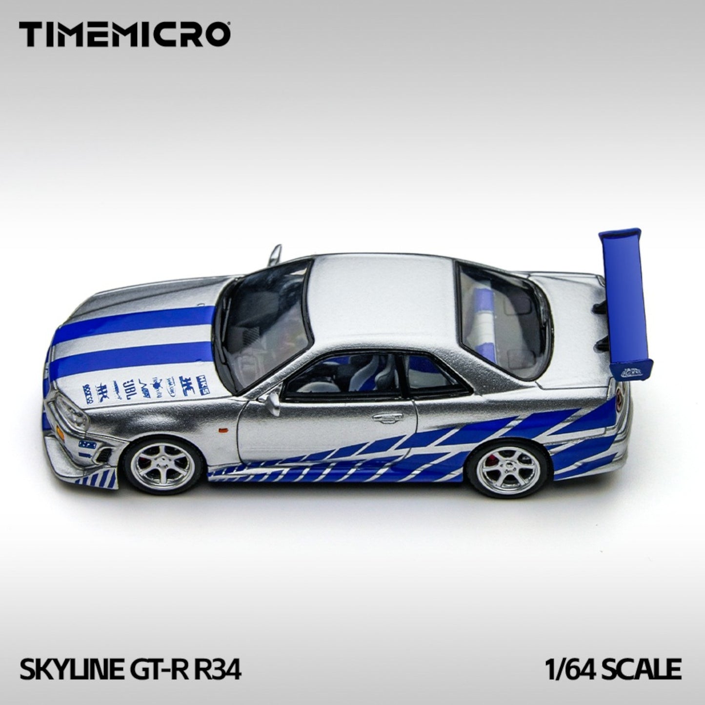 Time Micro - Pre-Order - Nissan Skyline GT-R R34 Silver-blue - TM800502