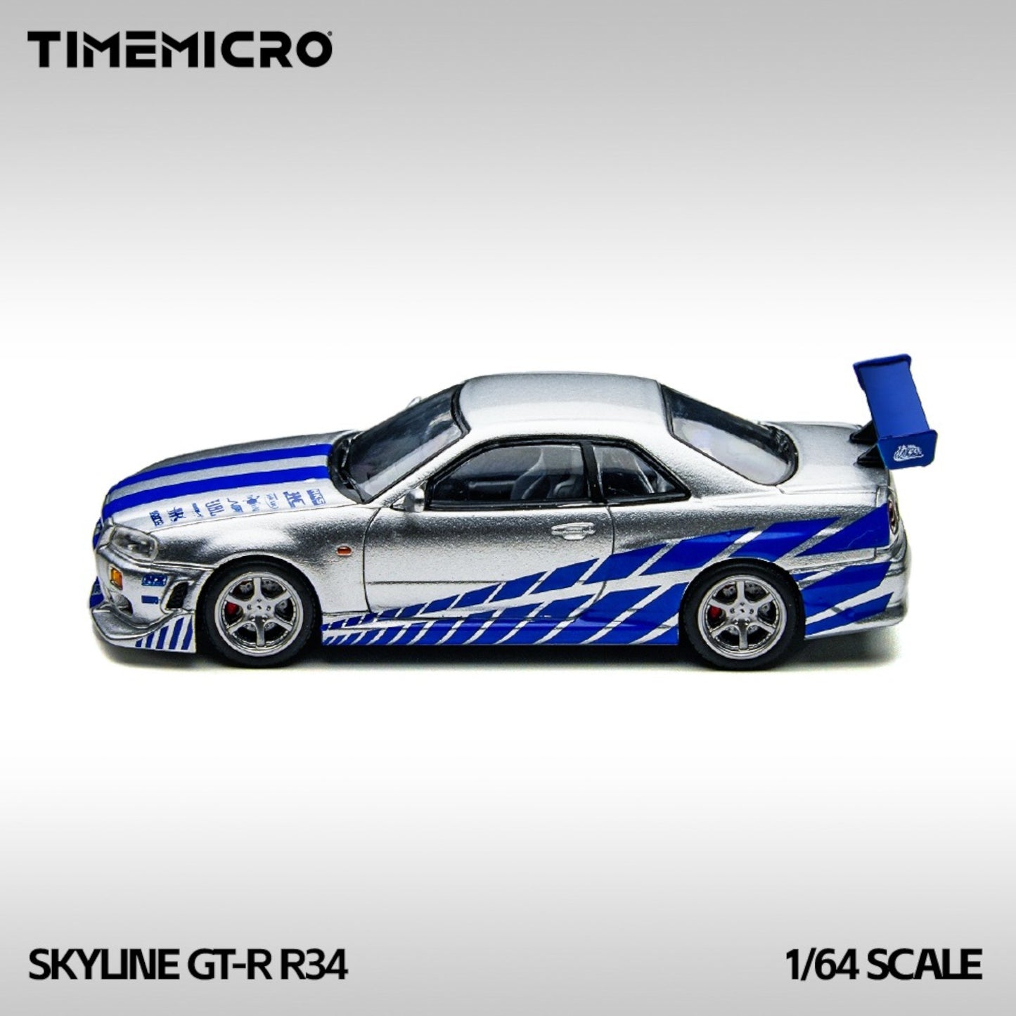 Time Micro - Pre-Order - Nissan Skyline GT-R R34 Silver-blue - TM800502