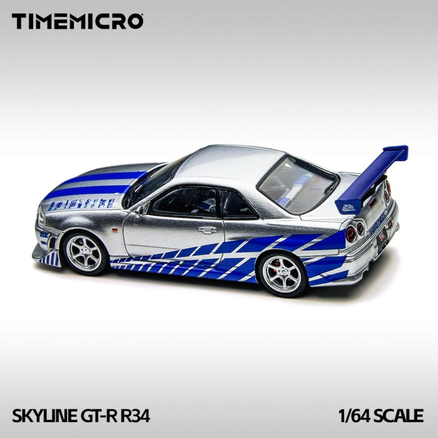 Time Micro - Pre-Order - Nissan Skyline GT-R R34 Silver-blue - TM800502