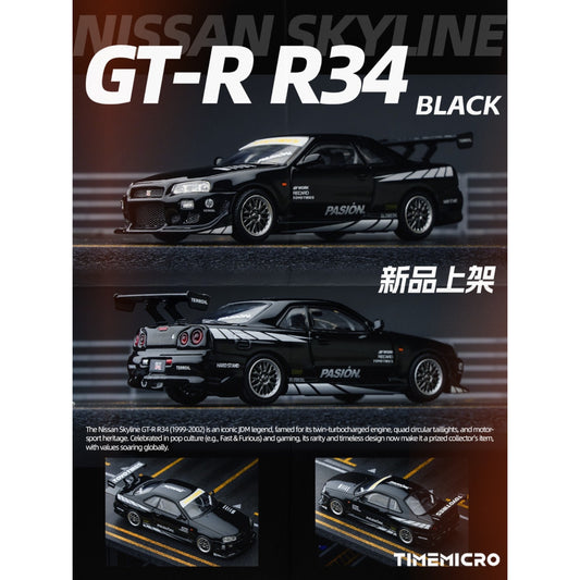TimeMicro - Pre-Order - Nissan Skyline GT-R R34 - "Black Street" - TM800504