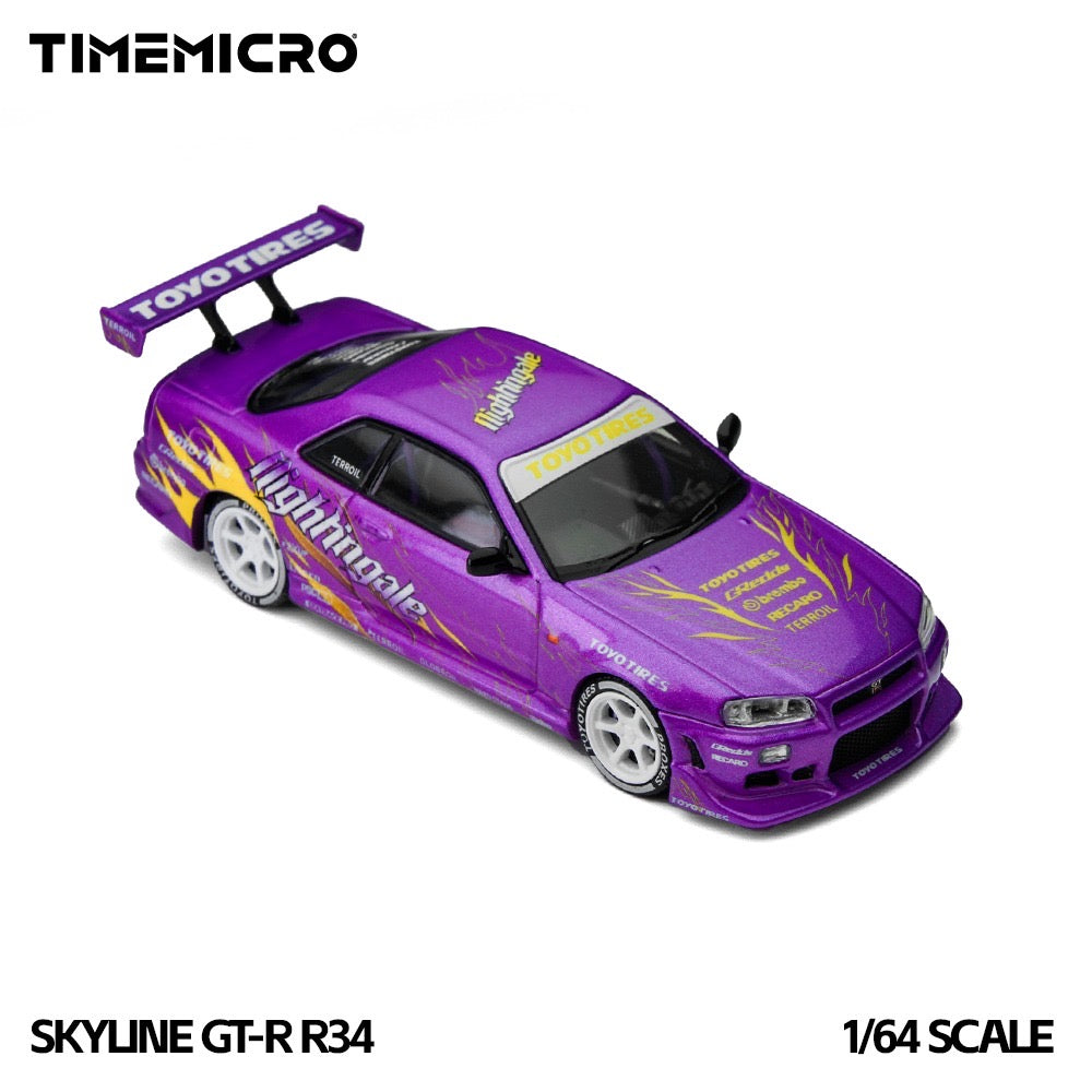 TimeMicro - Pre-Order - Nissan Skyline GT-R R34 Flame, Purple - TM800506