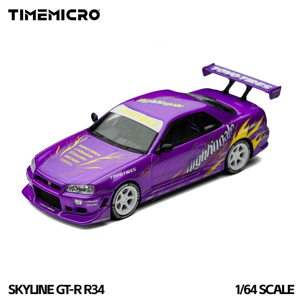 TimeMicro - Pre-Order - Nissan Skyline GT-R R34 Flame, Purple - TM800506