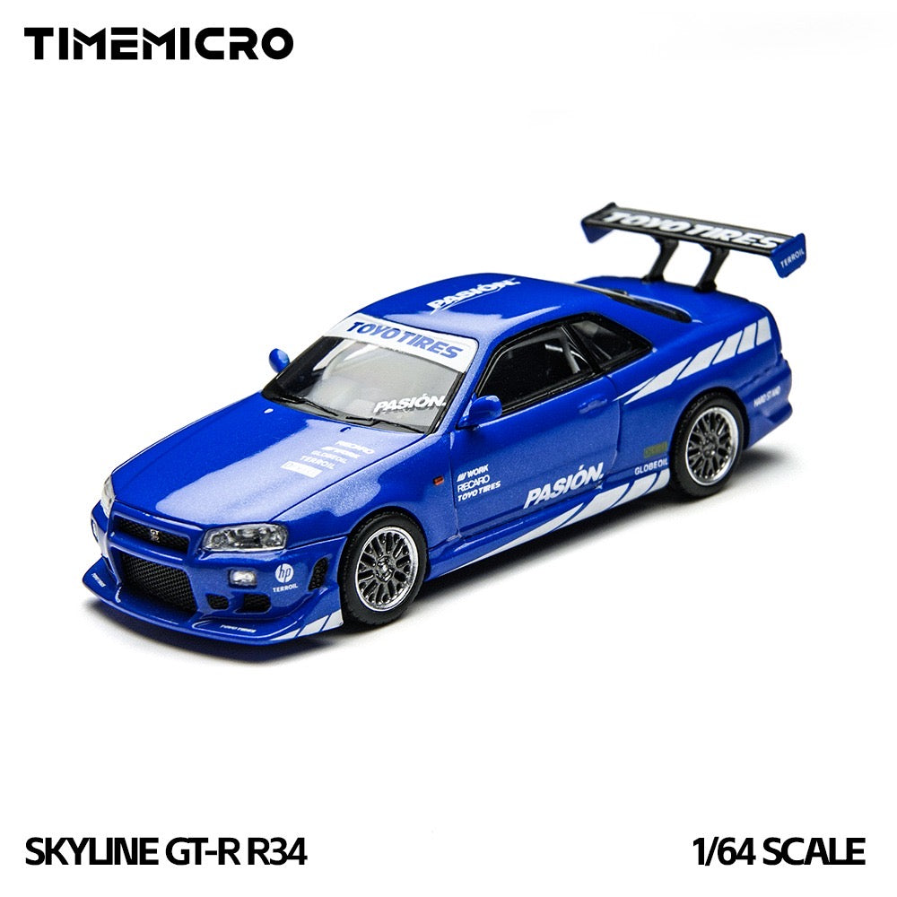 TimeMicro - Pre-Order - Nissan Skyline GT-R (R34) "Passion Blue" - TM800507