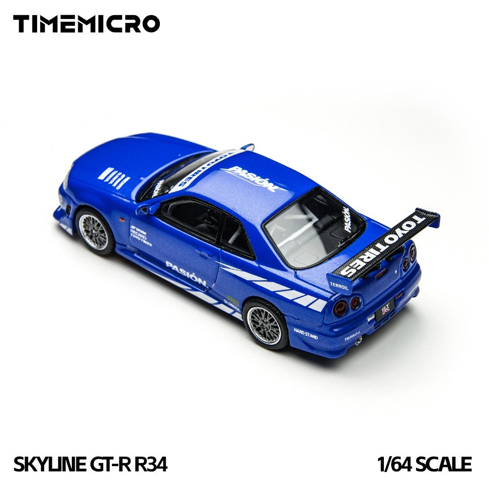 TimeMicro - Pre-Order - Nissan Skyline GT-R (R34) "Passion Blue" - TM800507