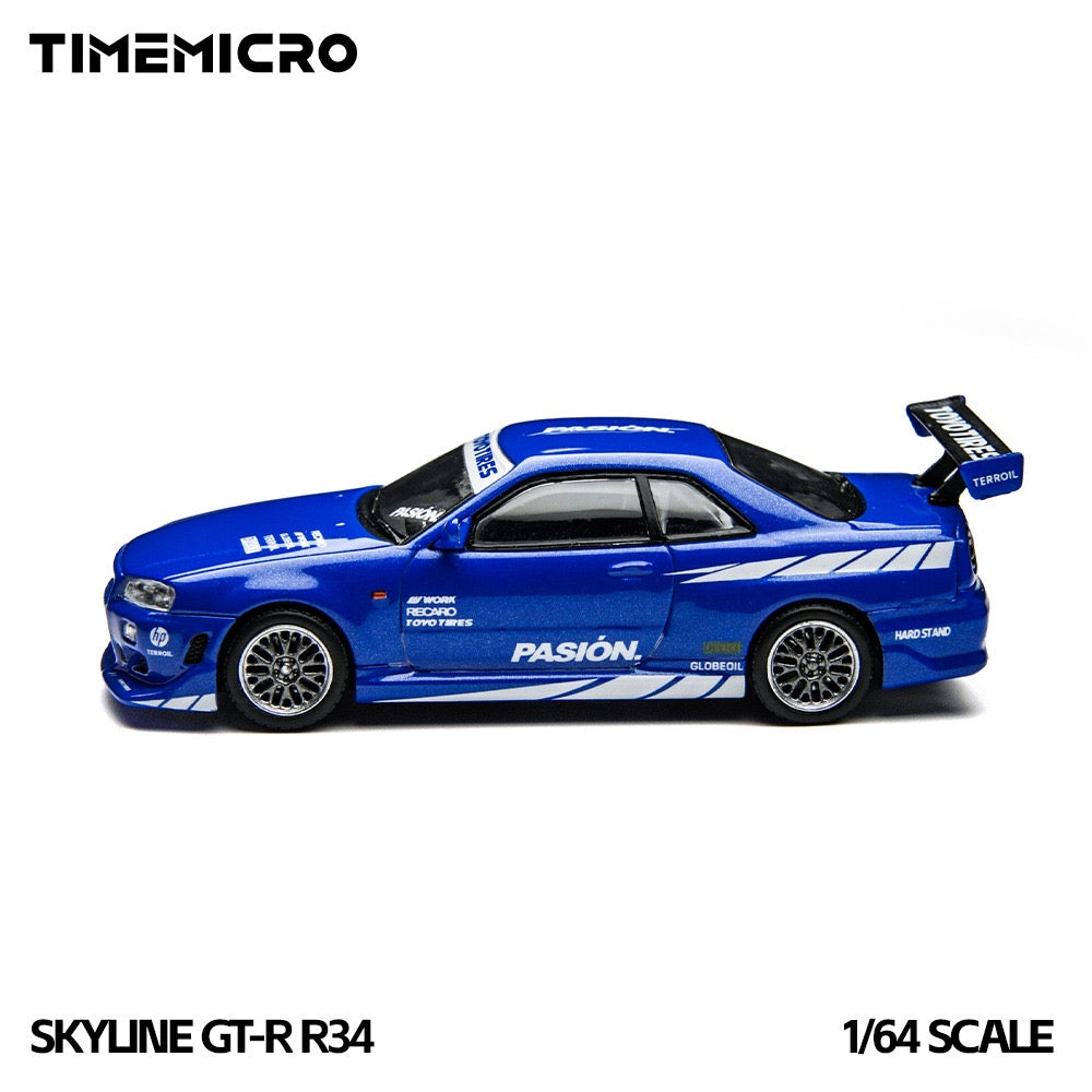 TimeMicro - Pre-Order - Nissan Skyline GT-R (R34) "Passion Blue" - TM800507