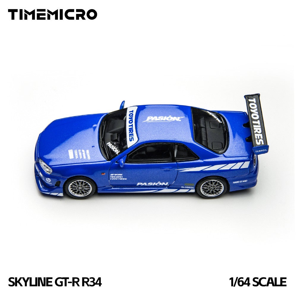 TimeMicro - Pre-Order - Nissan Skyline GT-R (R34) "Passion Blue" - TM800507