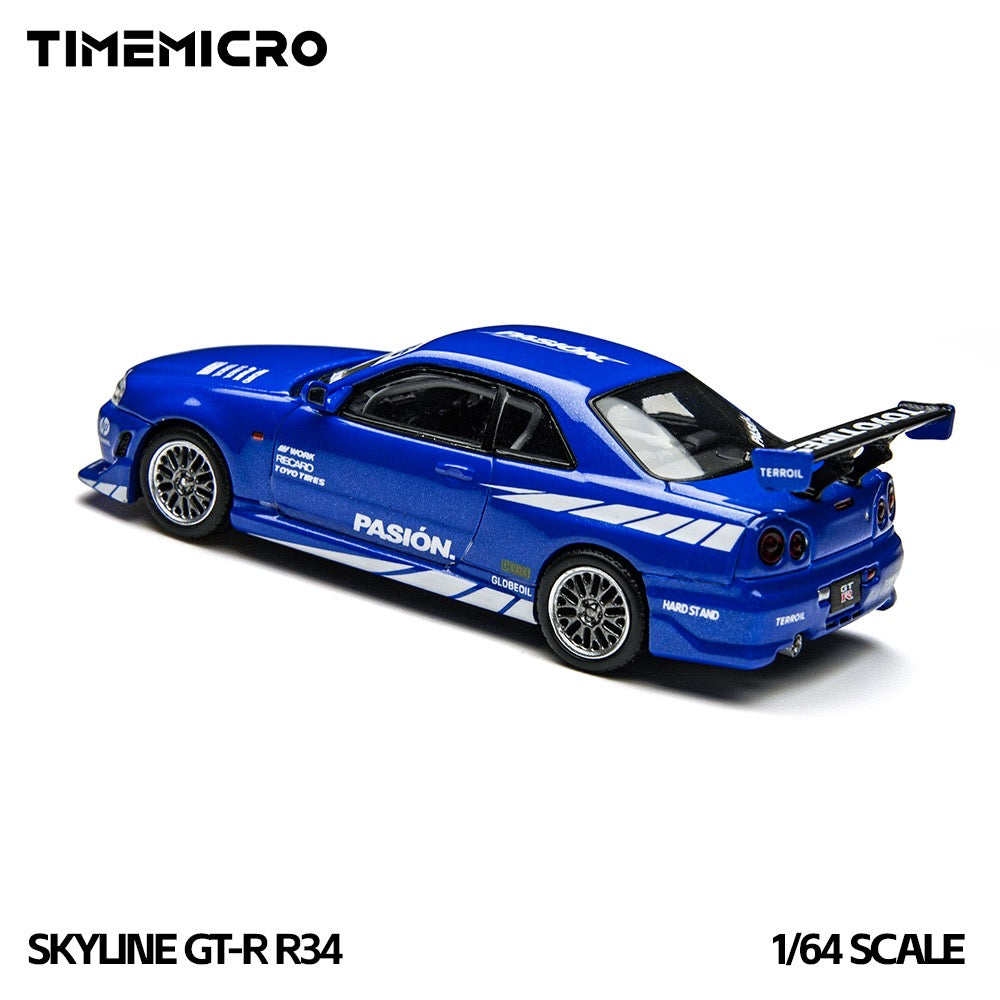 TimeMicro - Pre-Order - Nissan Skyline GT-R (R34) "Passion Blue" - TM800507