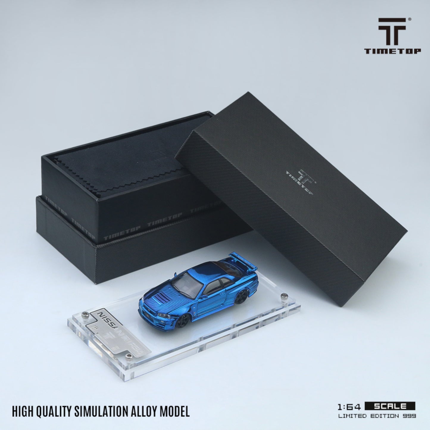 TimeTop - Pre-Order - Nissan Skyline GT-R (R34) - Galvanik Blue Carbon - Boxset - TT643437