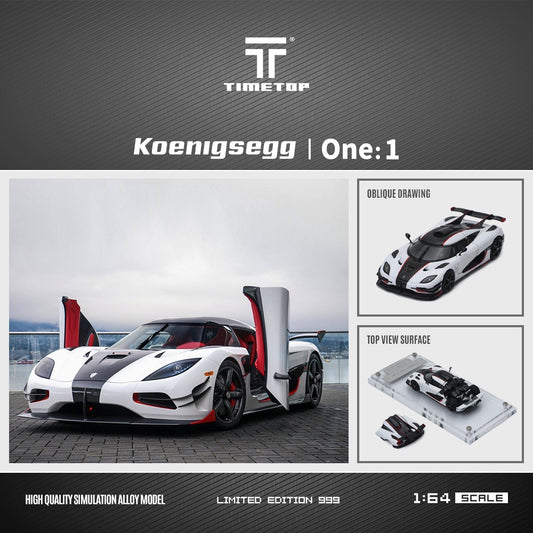 TimeTop - Pre-Order - Koenigsegg One1, White with Red Edges - Beijing AIT Exhibition - TT644811