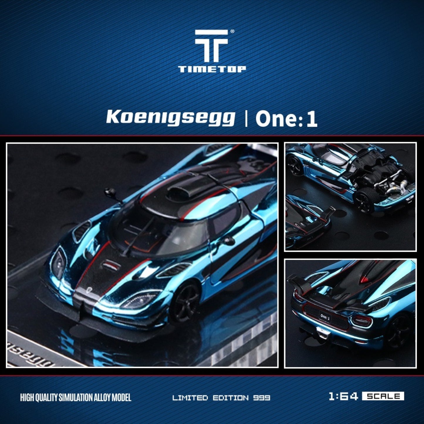 TimeTop - Pre-Order - Koenigsegg ONE:1 - Metallic Ice Blue - in Giftbox - TT644818