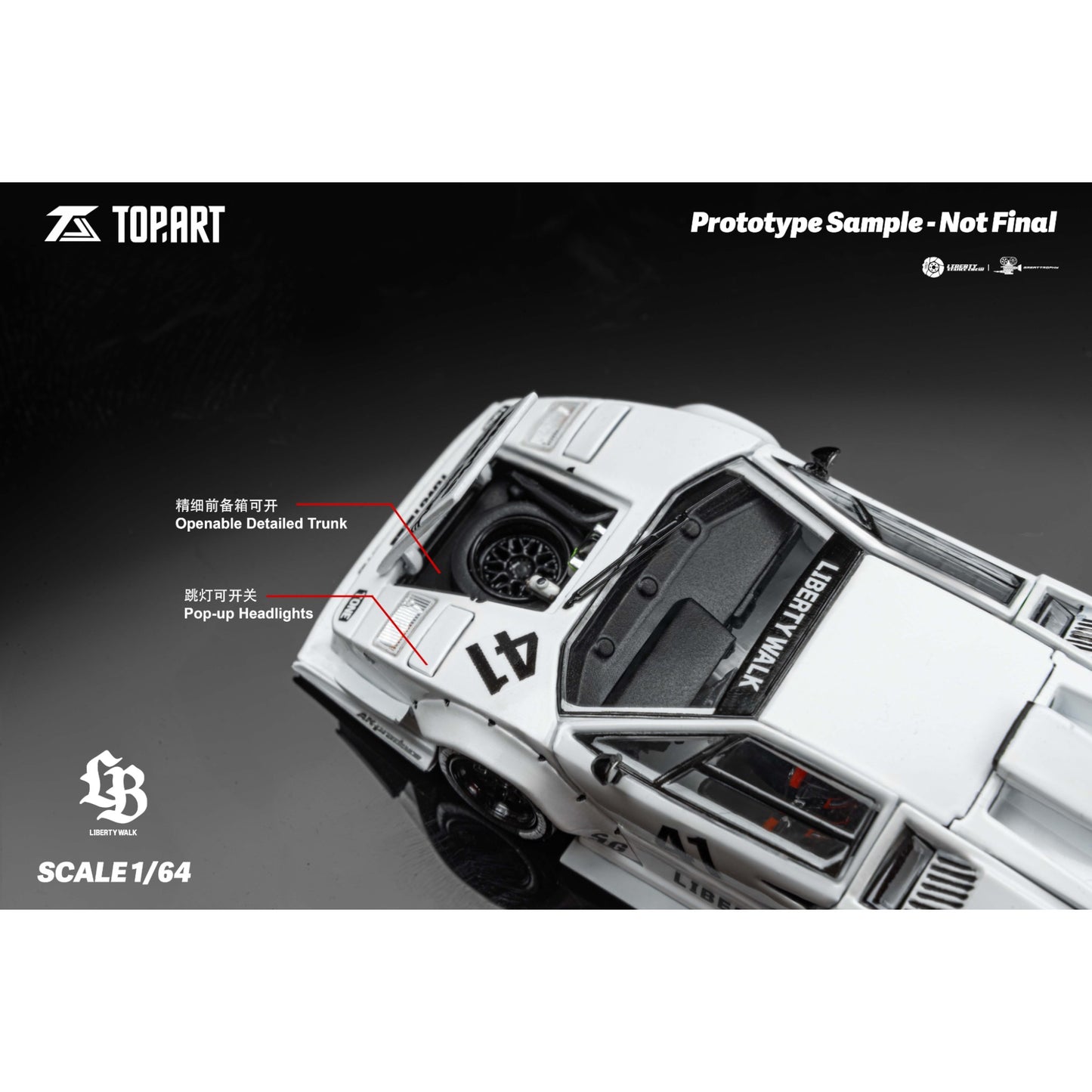 TopArt - Pre-Order - LBWK Lamborghini Countach, White #41 - TAO640001