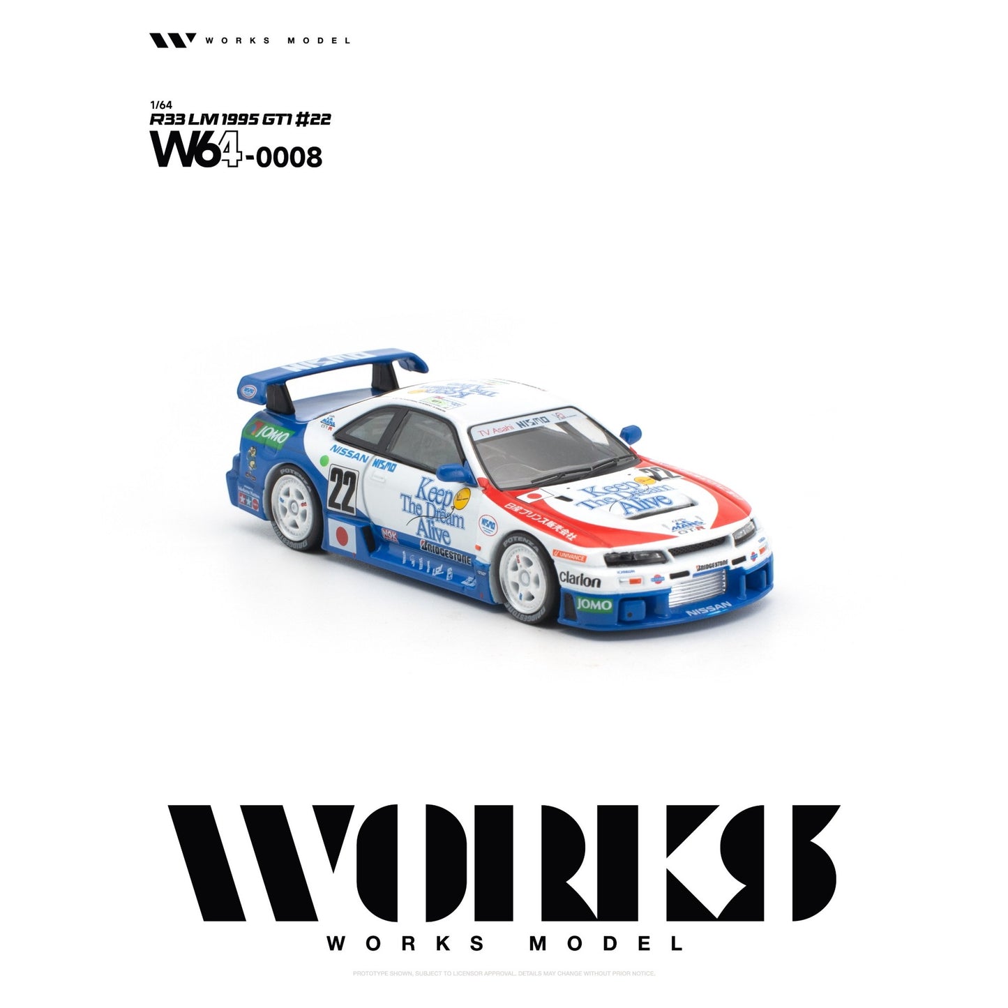 Works - Pre-Order - Nissan R33 LM GT1 #22, blue/white/red - W64-0008